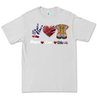 Dove Grey Peace Love Veteran Premium Tee - Bettercallsaul