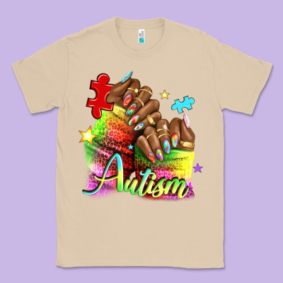 Black Woman Autism Nails Classic Tee Designed By Nancycooperartshop