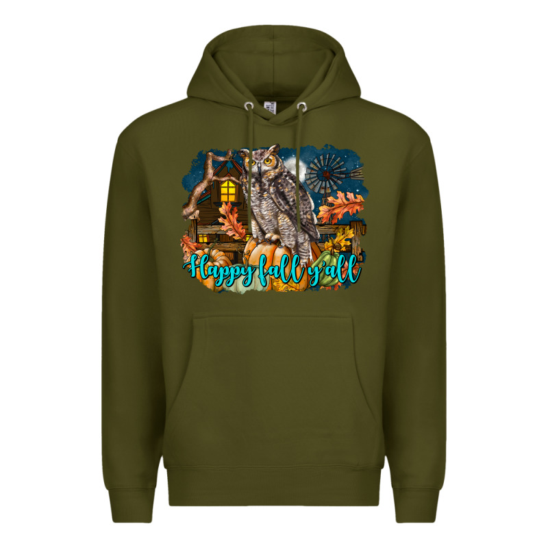 Happy Fall Y'all Owl Premium Hoodie by LillyAllenDesigns | Teevron