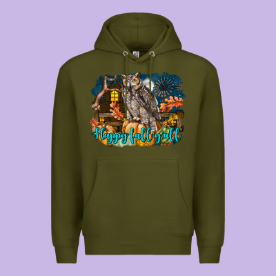 Happy Fall Y'all Owl Premium Hoodie Designed By Lillyallendesigns