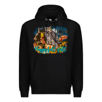 Black Happy Fall Y'all Owl Premium Hoodie - LillyAllenDesigns