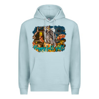 Blue Mist Happy Fall Y'all Owl Premium Hoodie - LillyAllenDesigns