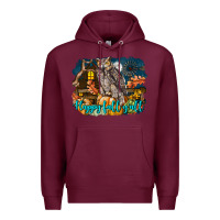 Burgundy Happy Fall Y'all Owl Premium Hoodie - LillyAllenDesigns