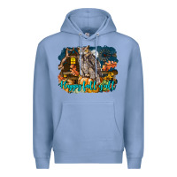 Colony Blue Happy Fall Y'all Owl Premium Hoodie - LillyAllenDesigns