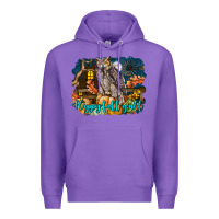 Purple Happy Fall Y'all Owl Premium Hoodie - LillyAllenDesigns