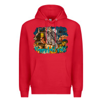 Red Happy Fall Y'all Owl Premium Hoodie - LillyAllenDesigns