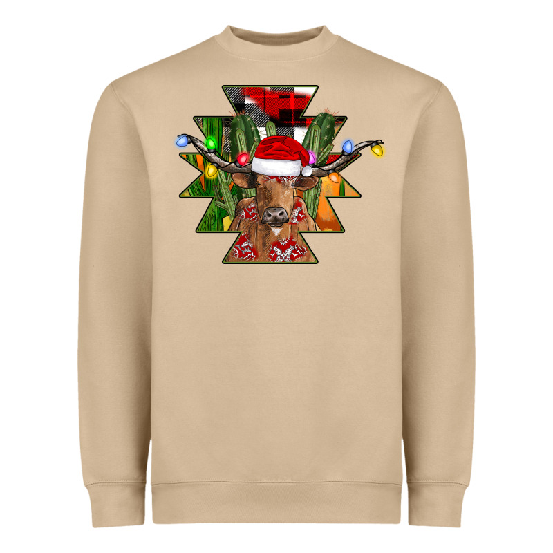Longhorn Aztec Christmas Heavyweight Sweatshirt by CowhideDigitalArt | Teevron