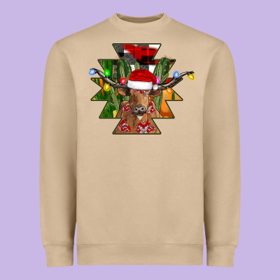 Longhorn Aztec Christmas Heavyweight Sweatshirt Designed By Cowhidedigitalart