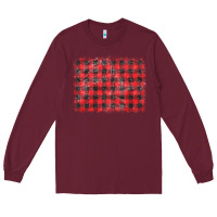 Burgundy distressed buffalo plaid background Long Sleeve Tee - CowCowDesign