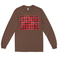 Chestnut distressed buffalo plaid background Long Sleeve Tee - CowCowDesign