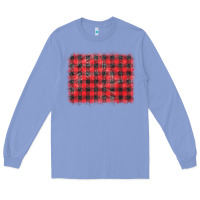 Colony Blue distressed buffalo plaid background Long Sleeve Tee - CowCowDesign