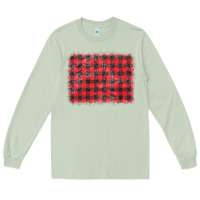 Matcha distressed buffalo plaid background Long Sleeve Tee - CowCowDesign