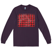 Plum distressed buffalo plaid background Long Sleeve Tee - CowCowDesign
