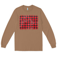 Toasted Coconut distressed buffalo plaid background Long Sleeve Tee - CowCowDesign