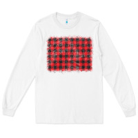 White distressed buffalo plaid background Long Sleeve Tee - CowCowDesign
