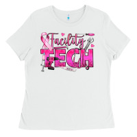 White Breast Cancer Facility Tech Ladies Tee - texasbilliewilder