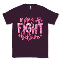 Plum pray fight believe breast cancer Classic Tee - texasbilliewilder