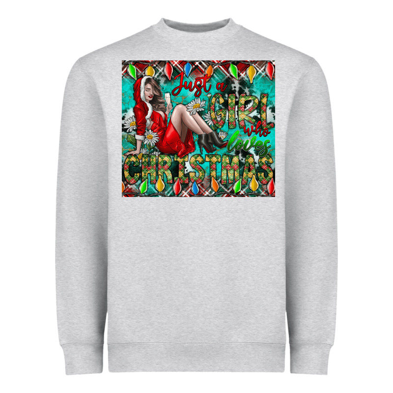 Just A Girl Who Loves Christmas Heavyweight Sweatshirt by CowhideDigitalArt | Teevron