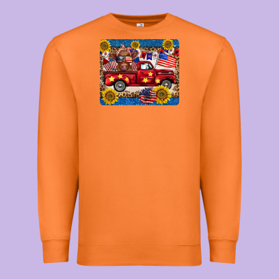 4th Of July Truck Cow Mousepad Premium Sweatshirt Designed By Barkaloodesign