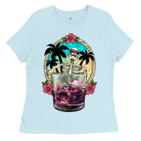 Baby Blue summer skeleton cocktail Ladies Tee - NancyCooperArtShop