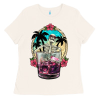 Bone summer skeleton cocktail Ladies Tee - NancyCooperArtShop