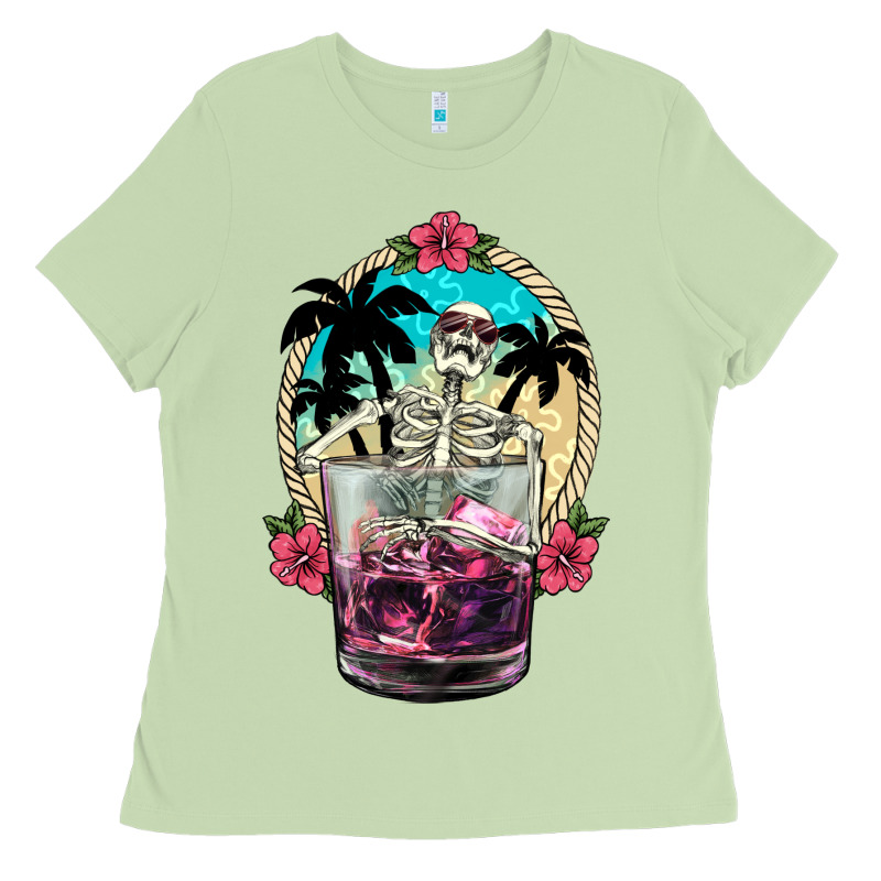 Summer Skeleton Cocktail Ladies Tee by NancyCooperArtShop | Teevron