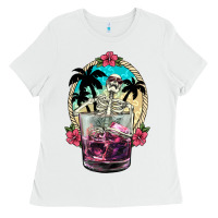 White summer skeleton cocktail Ladies Tee - NancyCooperArtShop