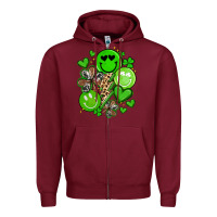 Burgundy st patrick's day green smile Zipper Hoodie - Artiststas