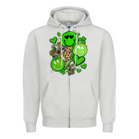Dove Grey st patrick's day green smile Zipper Hoodie - Artiststas