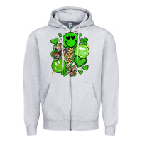 Heather Grey st patrick's day green smile Zipper Hoodie - Artiststas