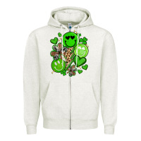 Oatmeal Heather st patrick's day green smile Zipper Hoodie - Artiststas