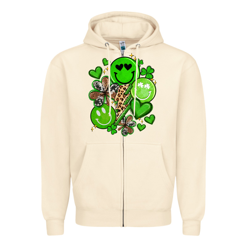 St Patrick's Day Green Smile Zipper Hoodie by Artiststas | Teevron