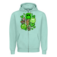 Seafoam st patrick's day green smile Zipper Hoodie - Artiststas
