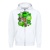 White st patrick's day green smile Zipper Hoodie - Artiststas