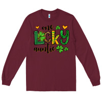 Burgundy One lucky auntie St. Patrick's Long Sleeve Tee - OliviaCreatesArt