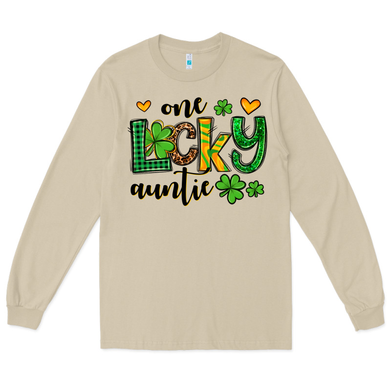 One Lucky Auntie St. Patrick's Long Sleeve Tee by OliviaCreatesArt | Teevron