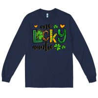 Navy One lucky auntie St. Patrick's Long Sleeve Tee - OliviaCreatesArt