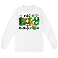 White One lucky auntie St. Patrick's Long Sleeve Tee - OliviaCreatesArt