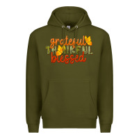 Army Green Fall Grateful Thankful Blessed Premium Hoodie - LillyAllenDesigns