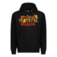 Black Fall Grateful Thankful Blessed Premium Hoodie - LillyAllenDesigns