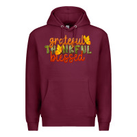 Burgundy Fall Grateful Thankful Blessed Premium Hoodie - LillyAllenDesigns