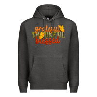 Charcoal Heather Fall Grateful Thankful Blessed Premium Hoodie - LillyAllenDesigns