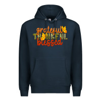 Navy Fall Grateful Thankful Blessed Premium Hoodie - LillyAllenDesigns