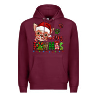 Burgundy merry pawmas christmas chihuahua Premium Hoodie - Jasminsmagicworld