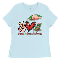 Baby Blue Peace love summer Ladies Tee - NancyCooperArtShop