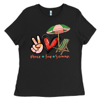 Black Peace love summer Ladies Tee - NancyCooperArtShop