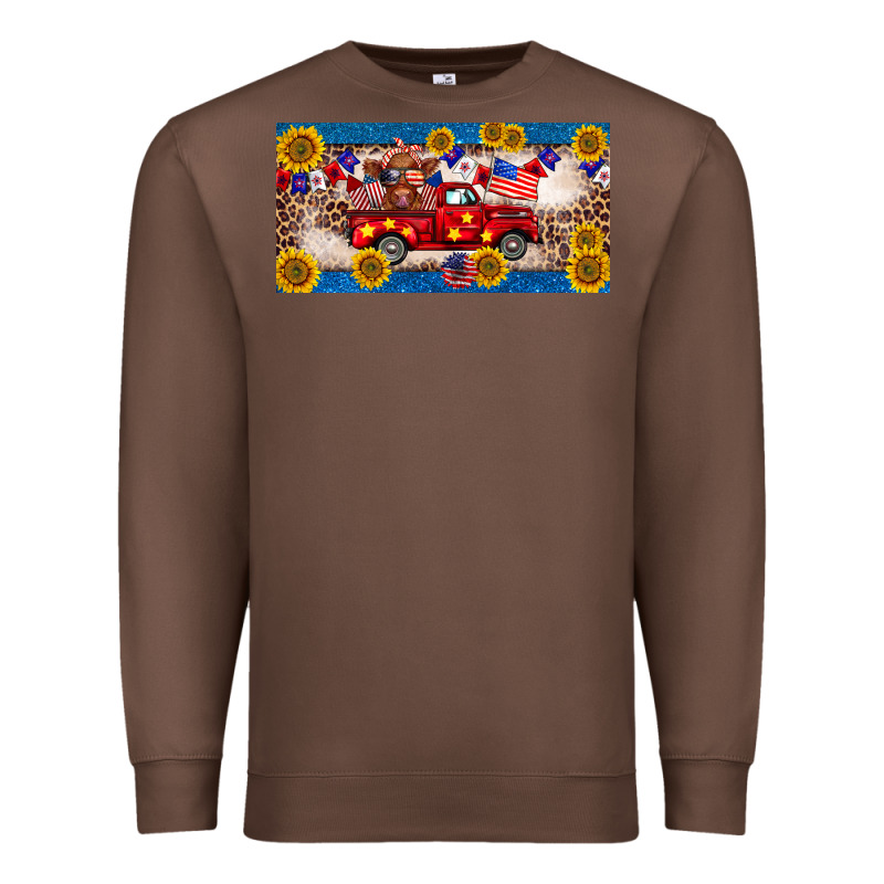 4th Of July Truck Cow License Plate Premium Sweatshirt by BarkalooDesign | Teevron