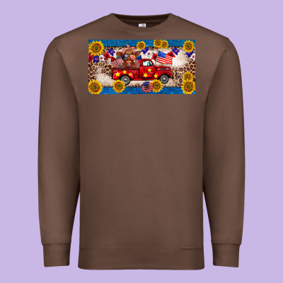 4th Of July Truck Cow License Plate Premium Sweatshirt Designed By Barkaloodesign