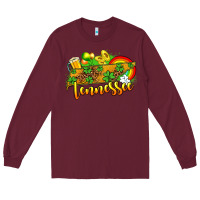 Burgundy St. Patrick's Tennessee map Long Sleeve Tee - OliviaCreatesArt