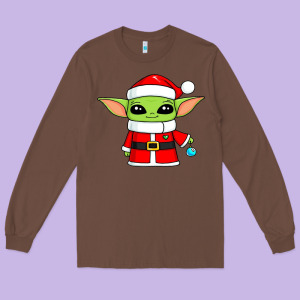 Baby Yoda Christmas Santa Claus Long Sleeve Tee Designed By Trangstudio